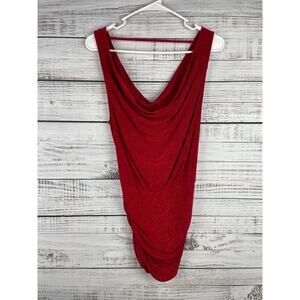 Guess Red Sparkle Sleeveless Mini Dress Tunic Top XSmall Ruched Y2K Clubbing